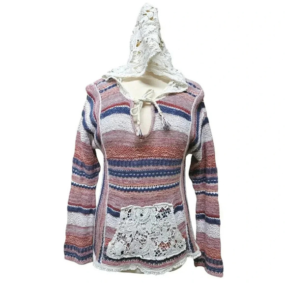 American Rag Crocheted Knit Hoodie Size Medium - Picture 1 of 5